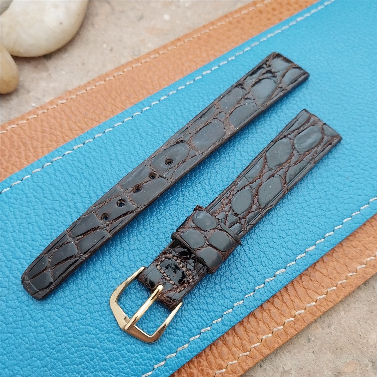 5/8" JB Champion Brown Brazilian Crocodile Unused NOS 1960s Vintage Watch Strap
