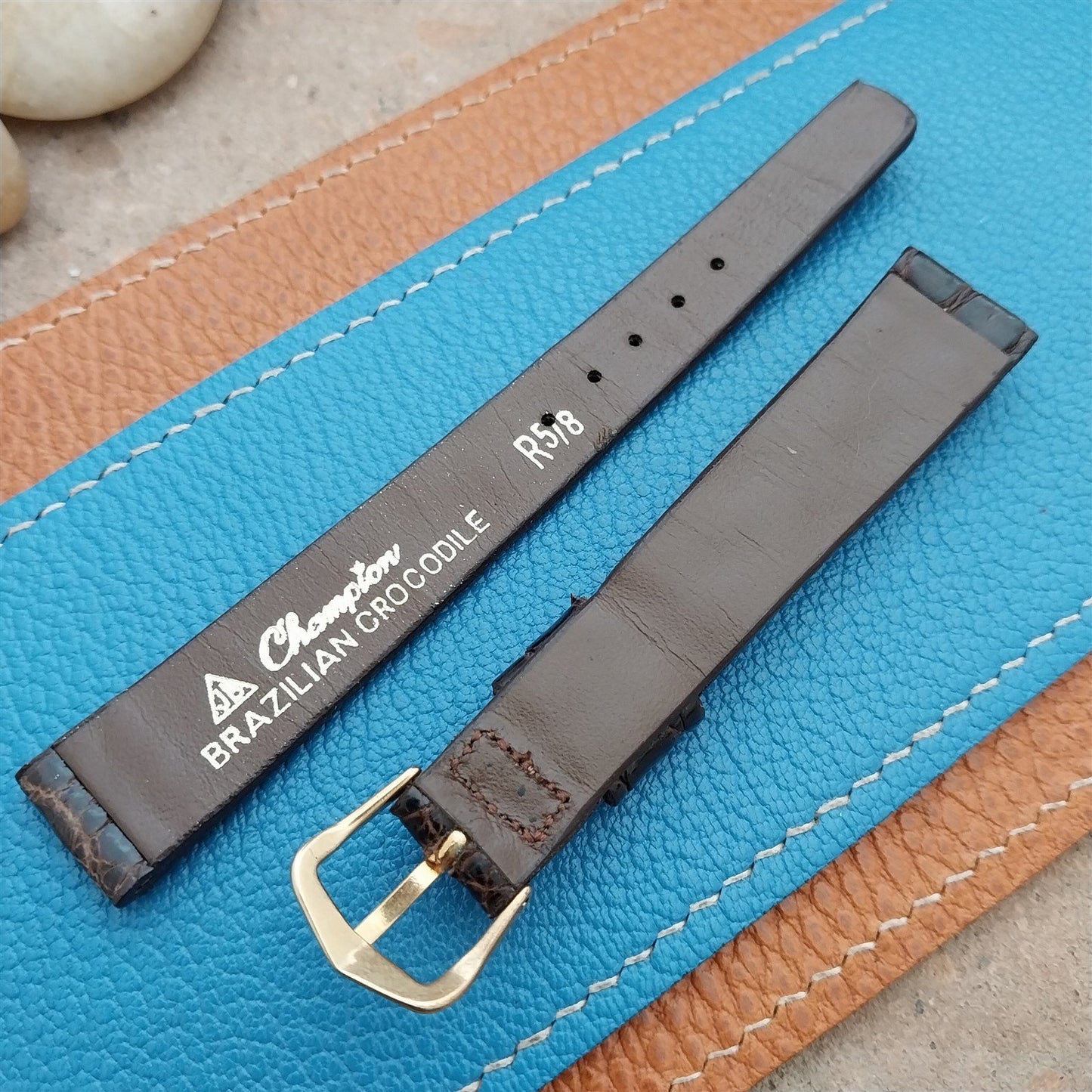 5/8" JB Champion Brown Brazilian Crocodile Unused NOS 1960s Vintage Watch Strap