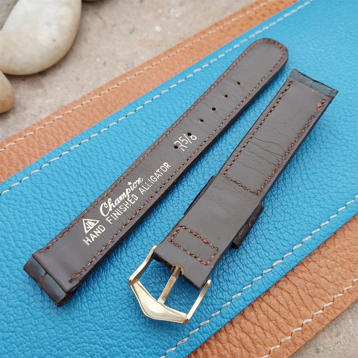 Vintage 5/8" JB Champion Brown Brazilian Crocodile Unused NOS 1950s Watch Strap