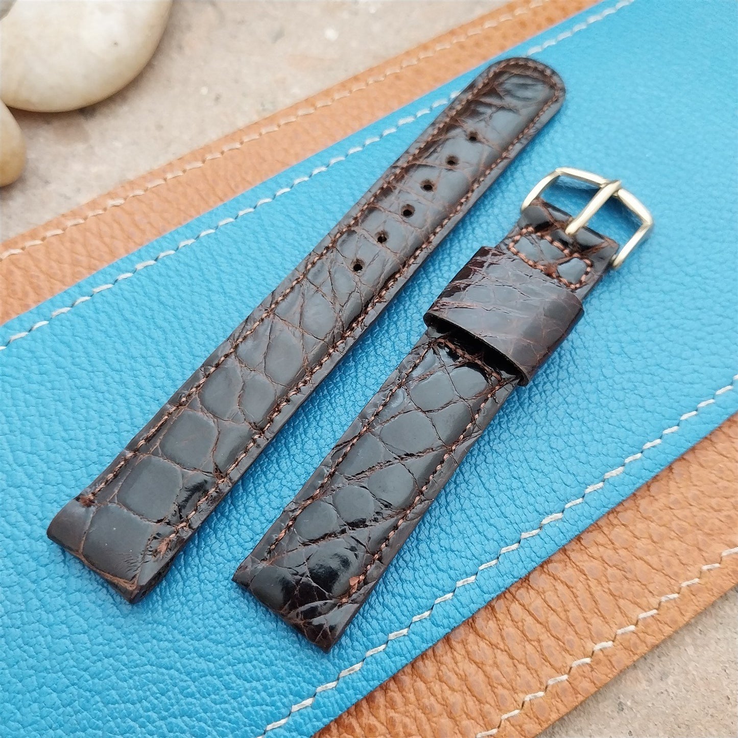 Vintage 5/8" JB Champion Brown Brazilian Crocodile Unused NOS 1950s Watch Strap