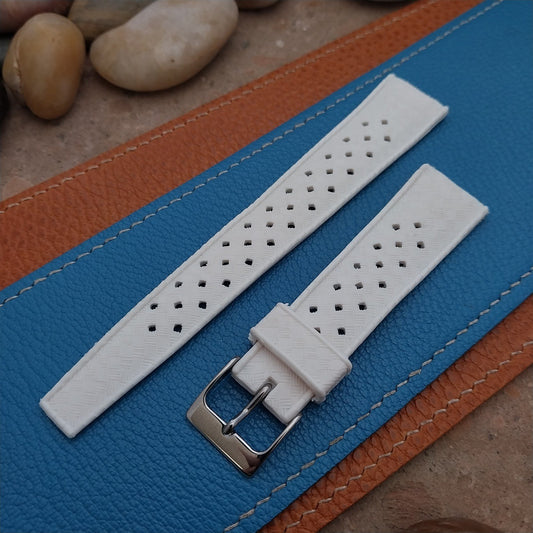 Vintage 20mm White Skindiver Unused 1970s Classic Tapered Watch Strap