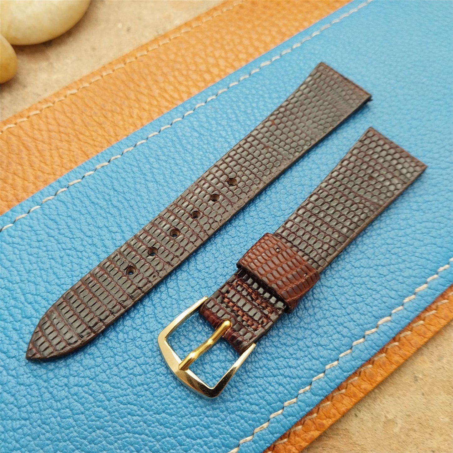 1970s Vintage 16.5mm Mormac Short Lizard Unused Classic Tapered Watch Strap