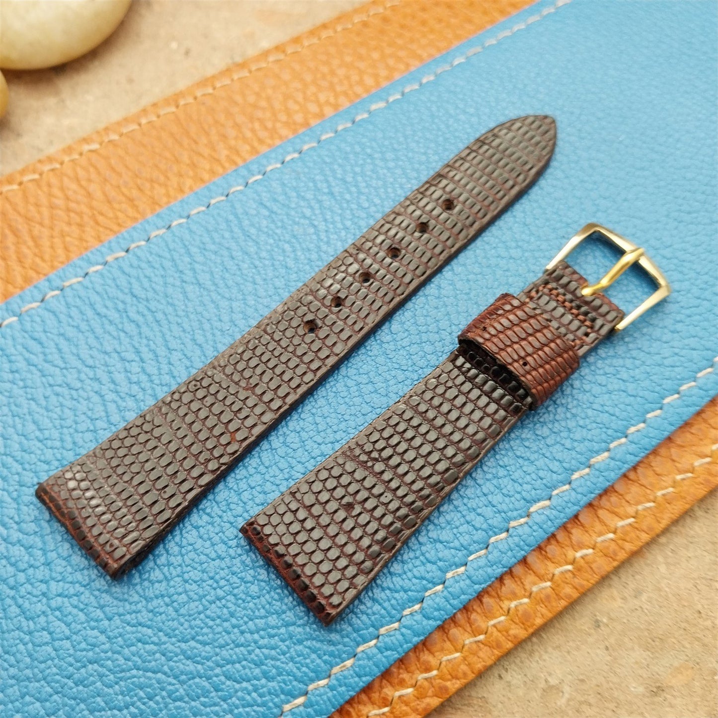 1970s Vintage 16.5mm Mormac Short Lizard Unused Classic Tapered Watch Strap