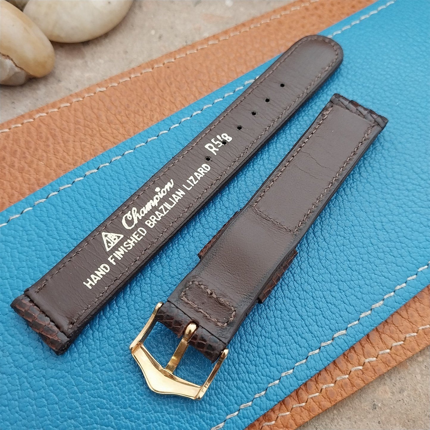 Vintage JB Champion USA 5/8" Brazilian Lizard Unused Classic 1960s Watch Strap