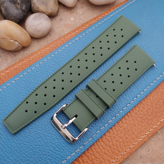 22mm FKM Tropical Green Tapered Divers Watch Strap & Quick Release Spring Bars