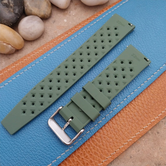 22mm FKM Tropical Green Tapered Divers Watch Strap & Quick Release Spring Bars
