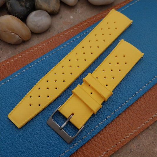 22mm FKM Tropical Yellow Divers Watch Strap QR Spring Bars & Bead Blasted Buckle