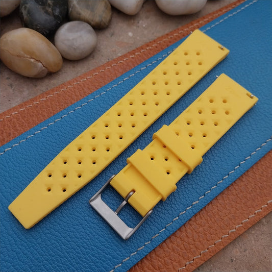 22mm FKM Tropical Yellow Divers Watch Strap QR Spring Bars & Bead Blasted Buckle
