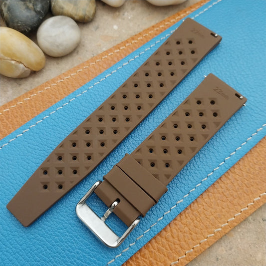 22mm FKM Tropical Tapered Brown Divers Watch Strap & Quick Release Spring Bars