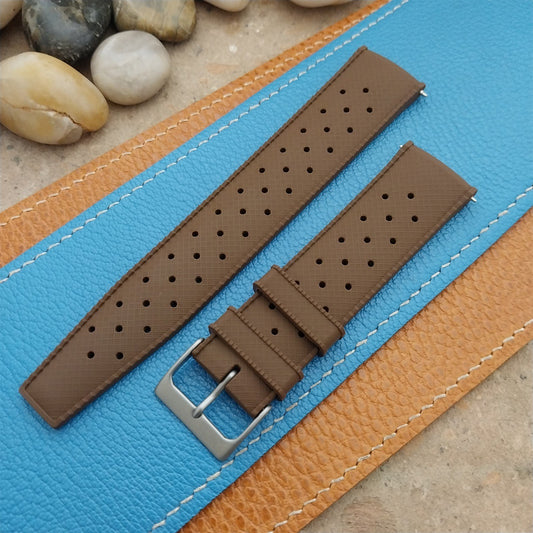 22mm FKM Tropical Brown Divers Watch Strap QR Spring Bars & Bead Blasted Buckle