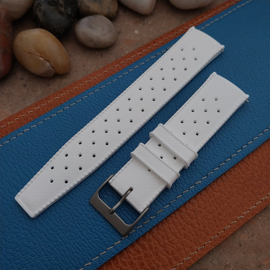 22mm FKM Tropical White Divers Watch Strap QR Spring Bars & Bead Blasted Buckle