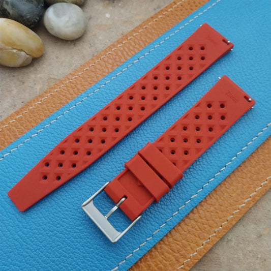 20mm FKM Red Tropical Divers Watch Strap QR Spring Bars & Bead Blasted Buckle
