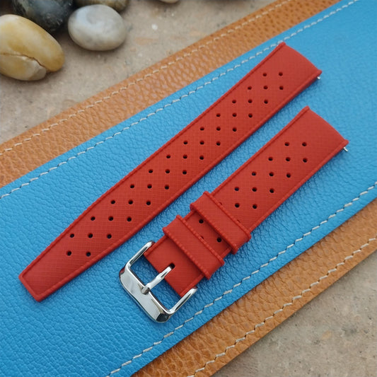 20mm FKM Red Tropical Divers Watch Strap QR Spring Bars & Polished Buckle