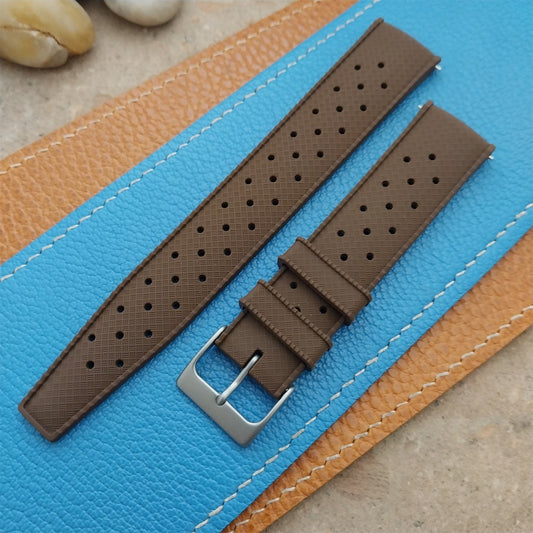 20mm FKM Brown Tropical Divers Watch Strap QR Spring Bars & Bead Blasted Buckle