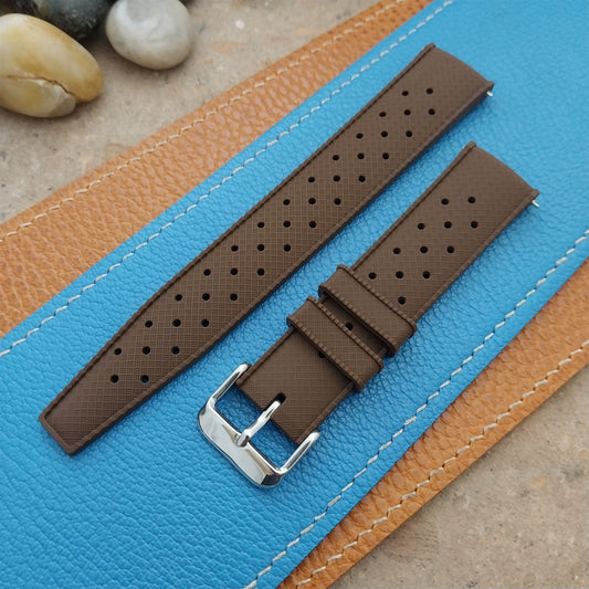 20mm FKM Brown Tropical Divers Watch Strap QR Spring Bars & Polished Buckle