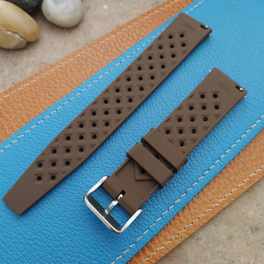 20mm FKM Brown Tropical Divers Watch Strap QR Spring Bars & Polished Buckle