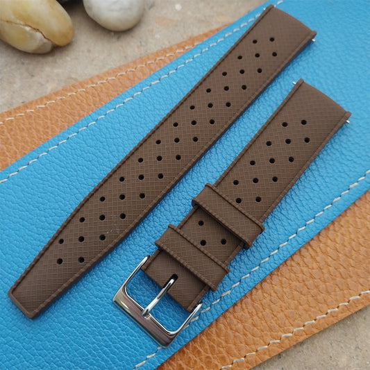 20mm FKM Brown Tropical Divers Watch Strap QR Spring Bars & Polished Buckle