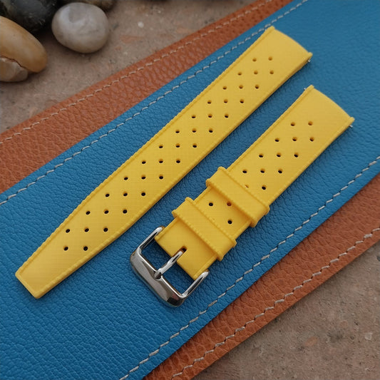 20mm FKM Yellow Tropical Divers Watch Strap QR Spring Bars & Polished Buckle