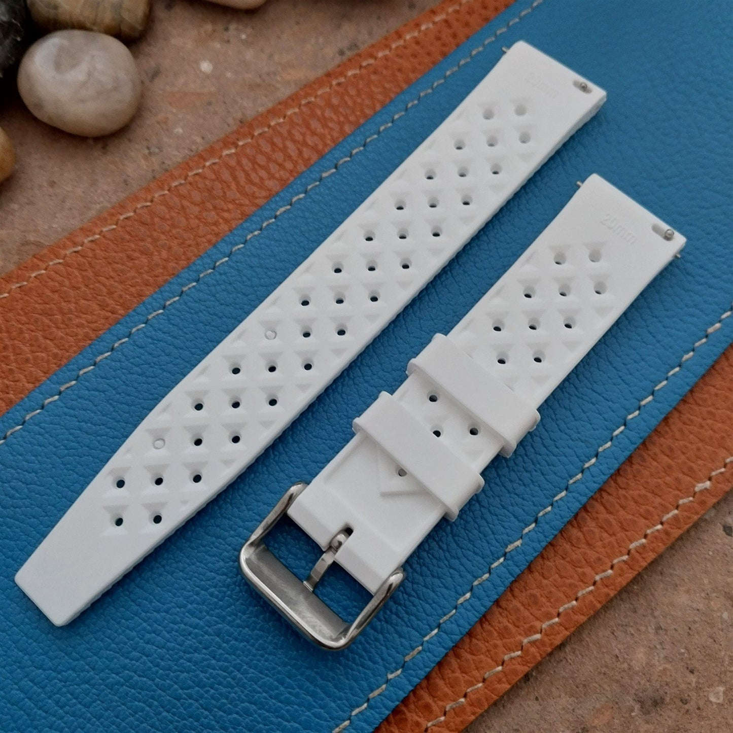 20mm FKM White Tropical Divers Watch Strap QR Spring Bars & Polished Buckle