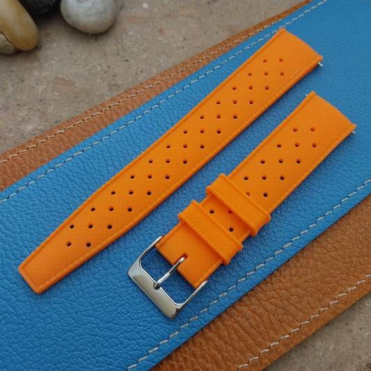 20mm FKM Orange Tropical Divers Watch Strap QR Spring Bars Polished Buckle