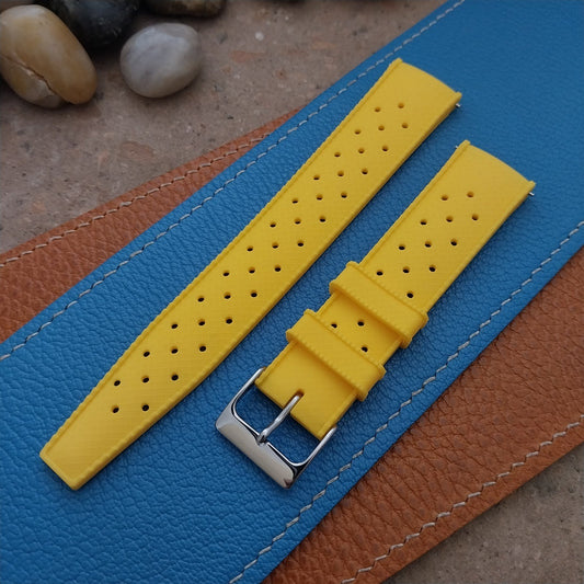 20mm FKM Yellow Tropical Divers Watch Strap QR Spring Bars Polished Buckle
