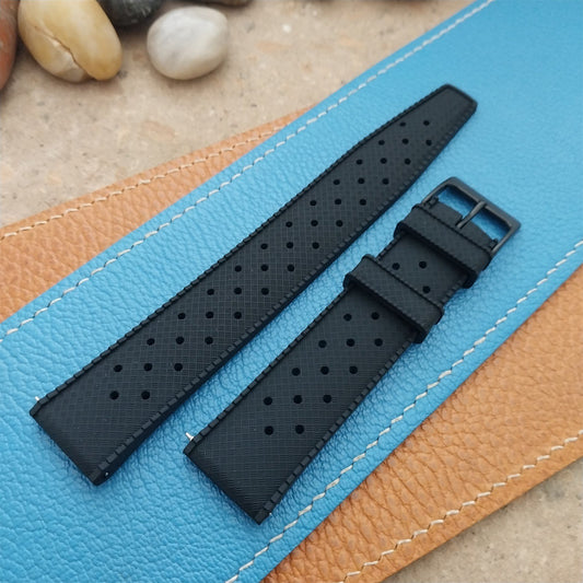 20mm FKM Black Tropical Divers Watch Strap QR Spring Bars Black Stainless Buckle