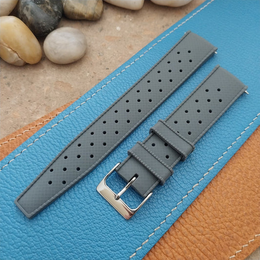 20mm FKM Gray Tropical Divers Watch Strap QR Spring Bars Polished Buckle