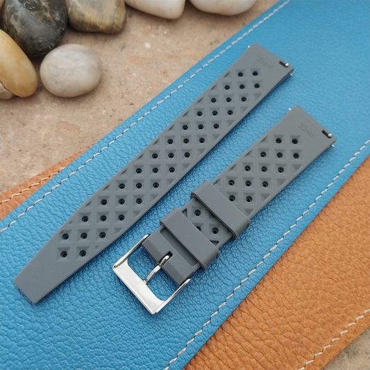 20mm FKM Gray Tropical Divers Watch Strap QR Spring Bars Polished Buckle