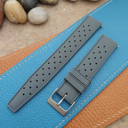 20mm FKM Gray Tropical Divers Watch Strap QR Spring Bars Bead Blasted Buckle