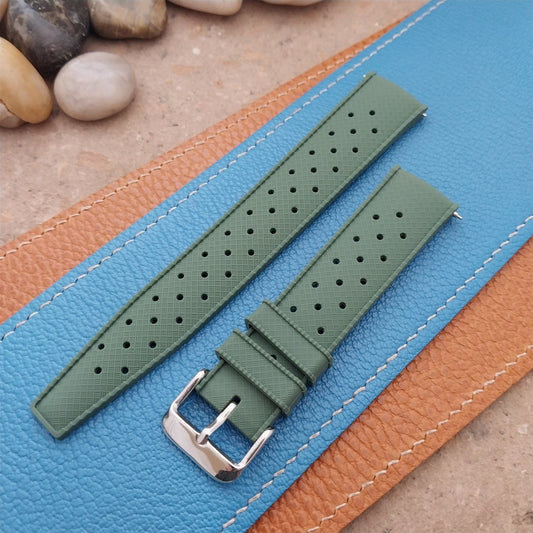 20mm FKM Green Tropical Divers Watch Strap QR Spring Bars Polished Buckle