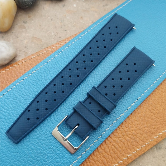 20mm FKM Blue Tropical Divers Watch Strap QR Spring Bars Polished Buckle