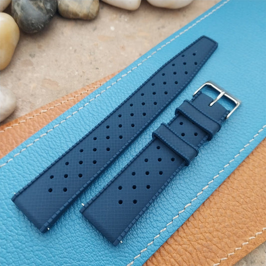 20mm FKM Blue Tropical Divers Watch Strap QR Spring Bars Polished Buckle