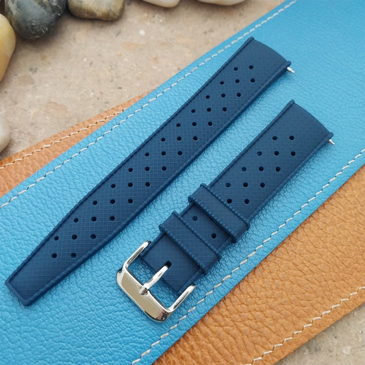 20mm FKM Blue Tropical Divers Watch Strap QR Spring Bars Polished Buckle