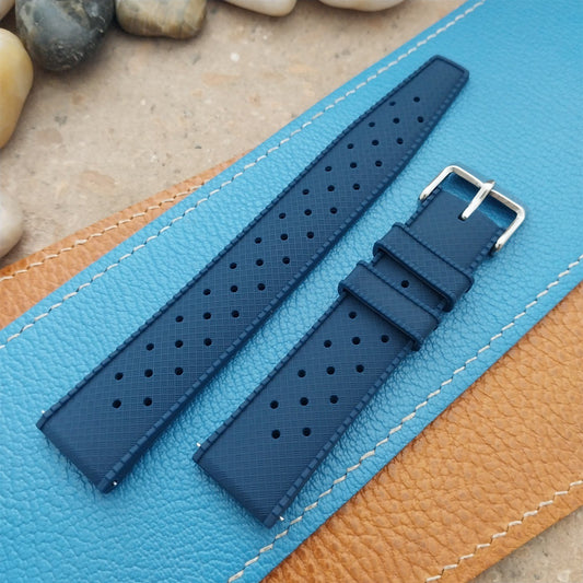 20mm FKM Blue Tropical Divers Watch Strap QR Spring Bars Polished Buckle