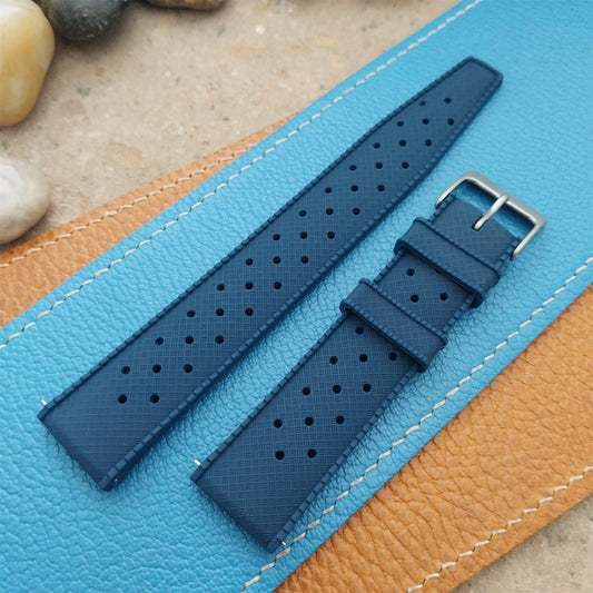 20mm FKM Blue Tropical Divers Watch Strap QR Spring Bars Bead Blasted Buckle