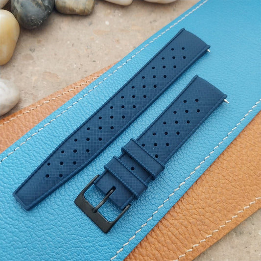 20mm FKM Blue Tropical Divers Watch Strap QR Spring Bars Black Stainless Buckle