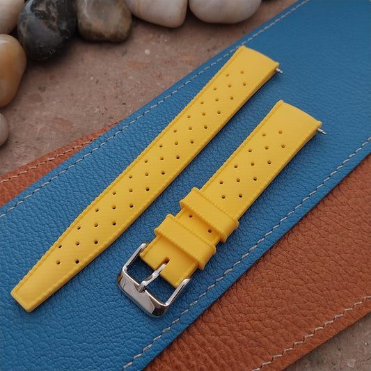 18mm FKM Yellow Tropical Divers Watch Strap QR Spring Bars Polished Buckle