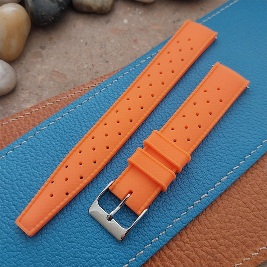 18mm FKM Orange Tropical Divers Watch Strap QR Spring Bars Polished Buckle