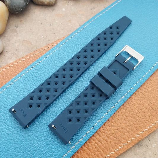 18mm FKM Blue Tropical Divers Watch Strap QR Spring Bars Polished Buckle