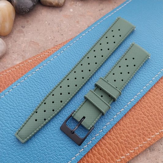 18mm FKM Green Tropical Divers Watch Strap QR Spring Bars Black Stainless Buckle