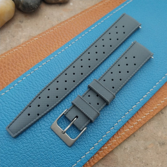 18mm FKM Gray Tropical Divers Watch Strap QR Spring Bars Bead Blasted Buckle