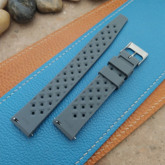 18mm FKM Gray Tropical Divers Watch Strap QR Spring Bars Bead Blasted Buckle