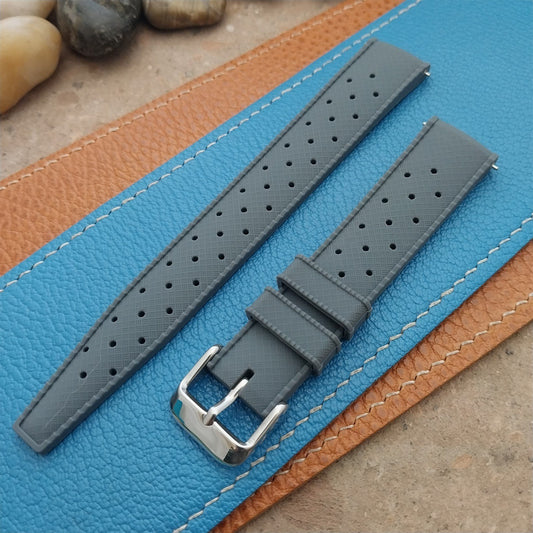 18mm FKM Gray Tropical Divers Watch Strap QR Spring Bars Polished Buckle