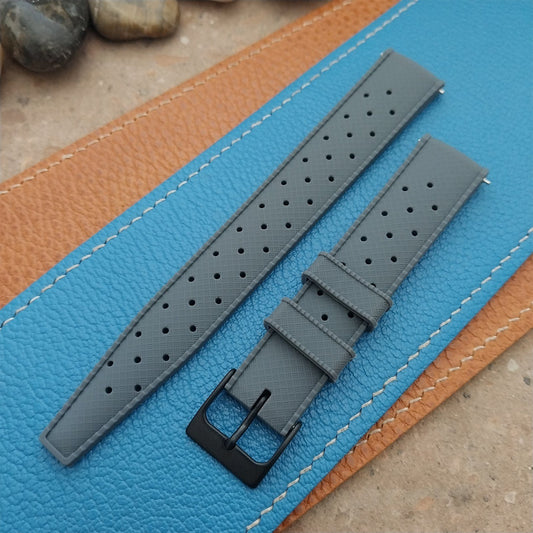 18mm FKM Gray Tropical Divers Watch Strap QR Spring Bars Black Stainless Buckle