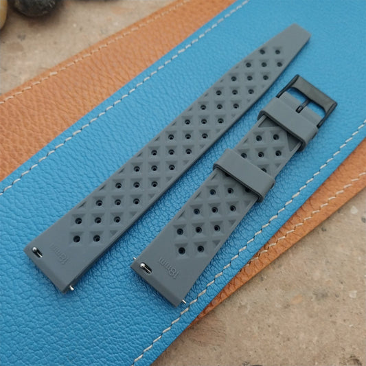 18mm FKM Gray Tropical Divers Watch Strap QR Spring Bars Black Stainless Buckle