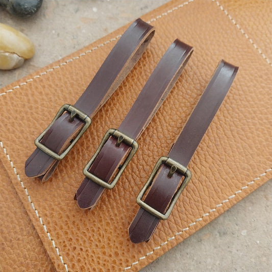 3 Shell Cordovan Leather 3/8" Vintage Pocket Watch Fob Strap & Solid Cast Buckle