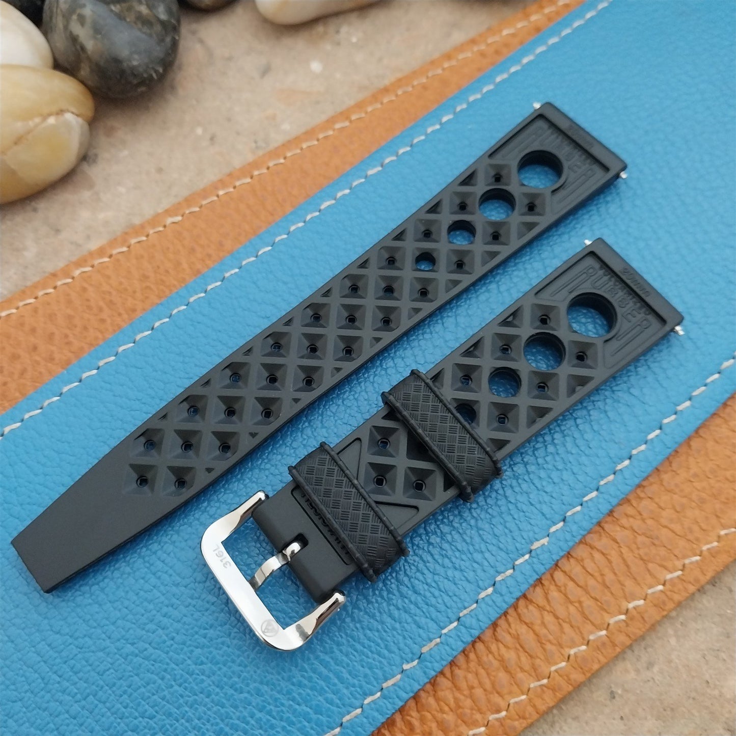 NSA 20mm Skindiver Tropical GT Rally Diver Black Watch Strap