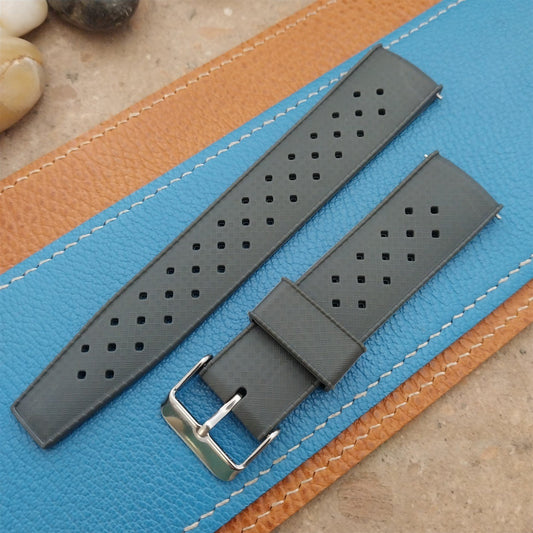 22mm FKM Gray Tropical Divers Watch Strap QR Spring Bars Polished Buckle