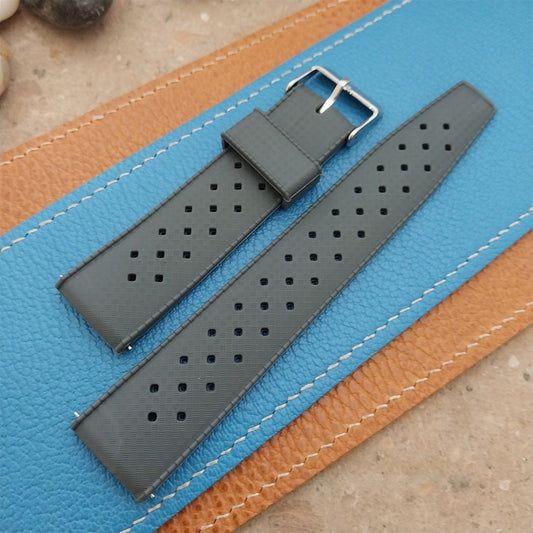 22mm FKM Gray Tropical Divers Watch Strap QR Spring Bars Polished Buckle