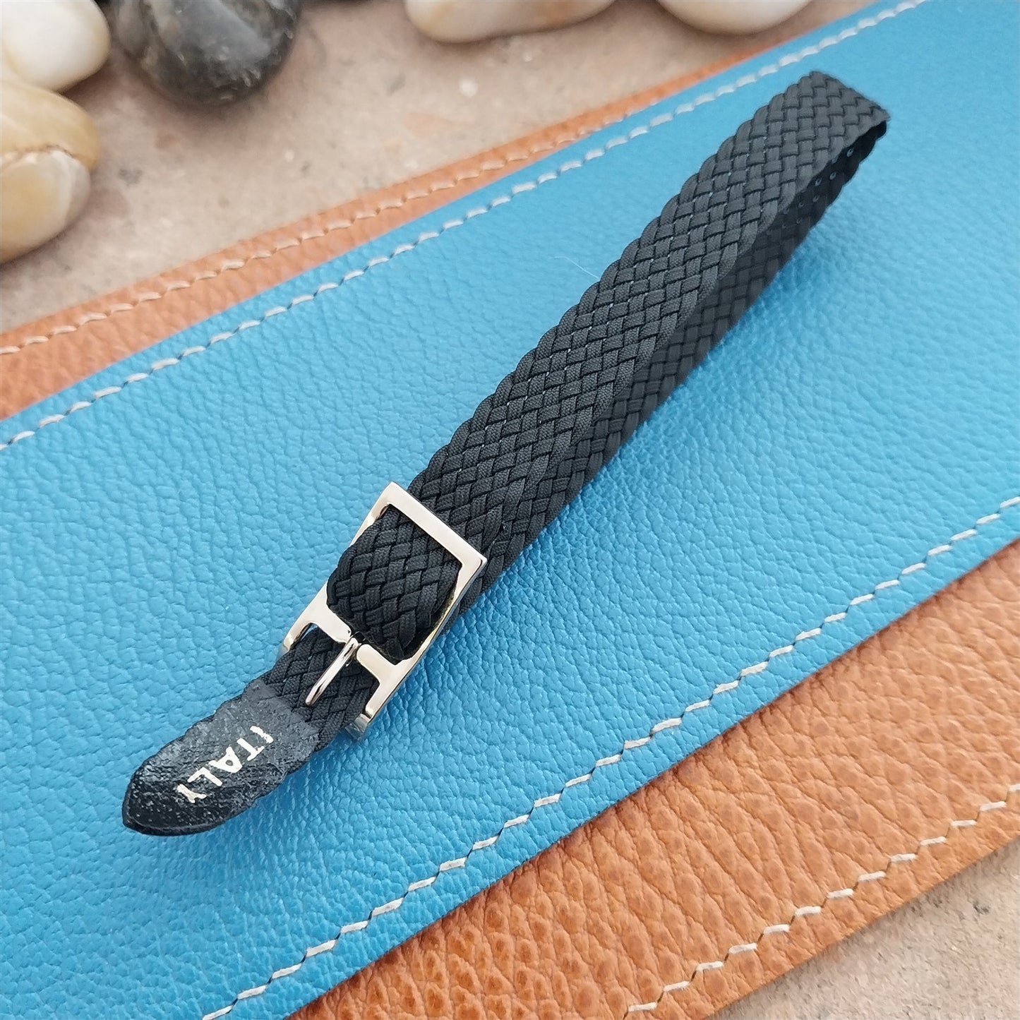 Vintage 11mm Black Braided Perlon Classic 1960s Unused Single Pass Watch Strap